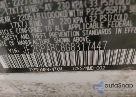 2016 Subaru Crosstrek 2.0I Premium z USA, uszkodzony, nr VIN JF2GPABC8G8317447